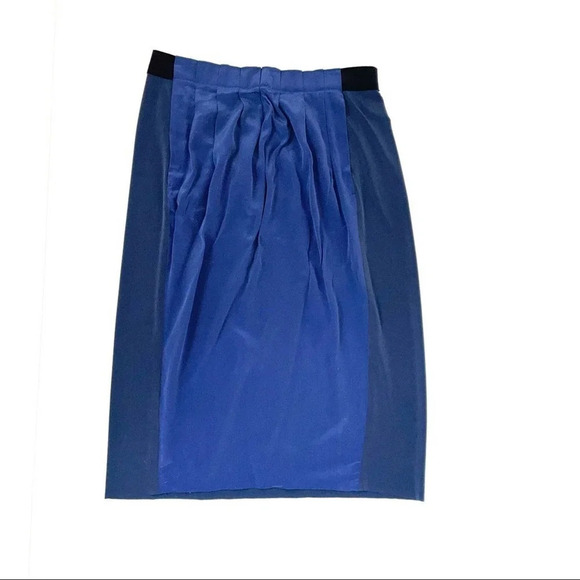 NEW Elie Tahari Silk Pleated Eloise Midi Skirt Blue Bliss Size Medium - Picture 3 of 8